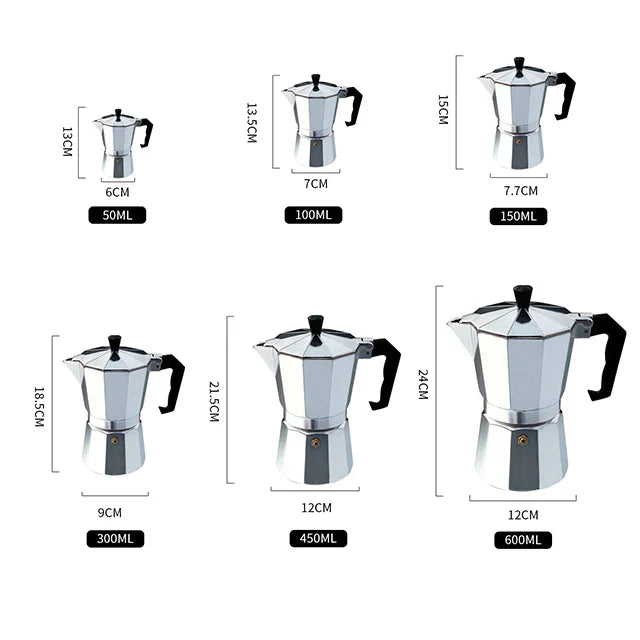 Afralia™ Moka Coffee Pot Aluminum Maker Durable Expresso Percolator 50-600ml