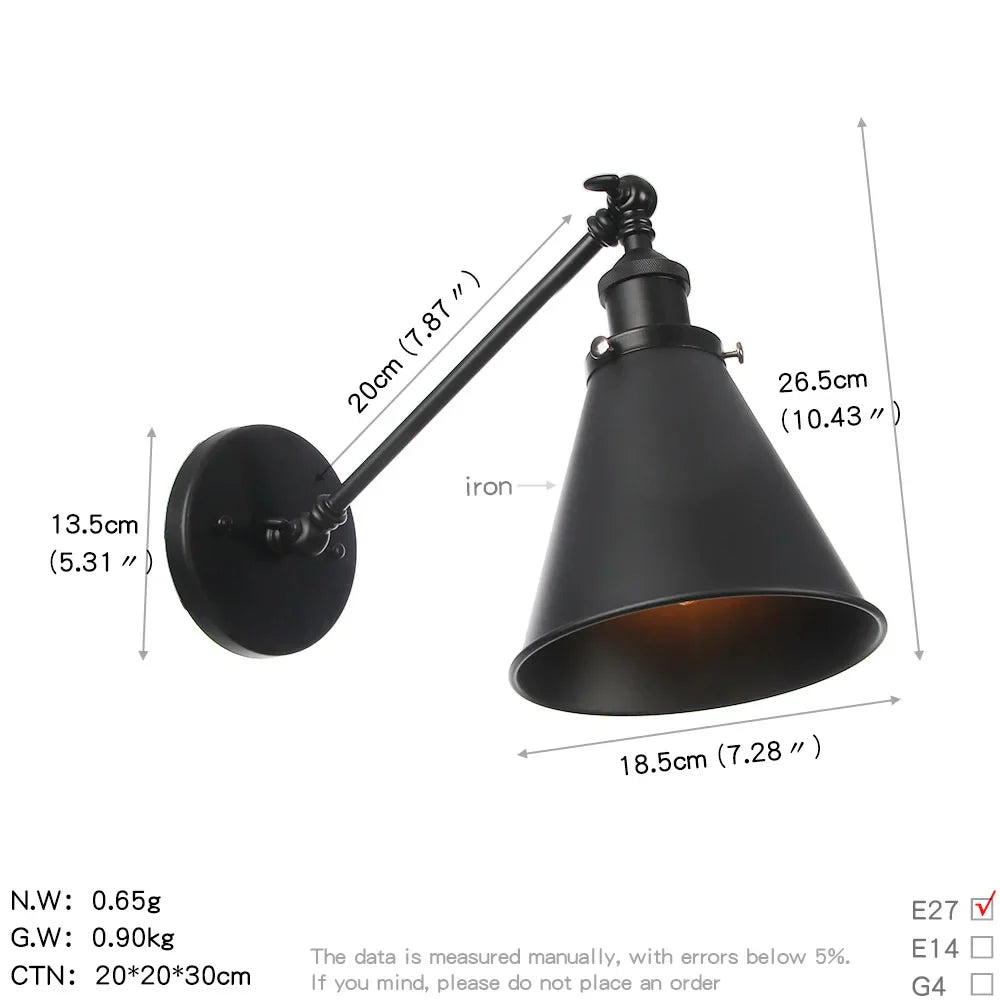 Afralia™ Vintage Industrial Wall Light Sconce LED Retro Bedroom Stair Loft Up Down Lamp