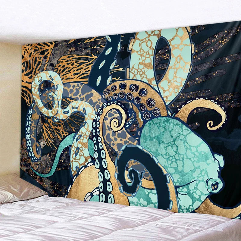 Afralia™ Octopus Tapestry: Large Bohemian Wall Decor for Home, Yoga, Mandala Hippie Mat