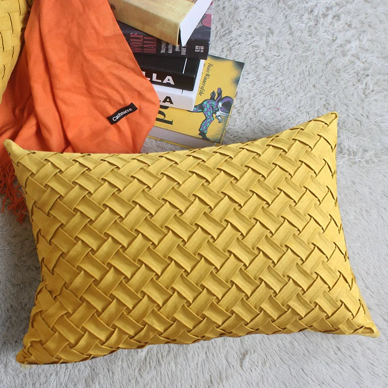 Afralia™ Yellow Woven Faux Suede Pillowcase 30x50cm