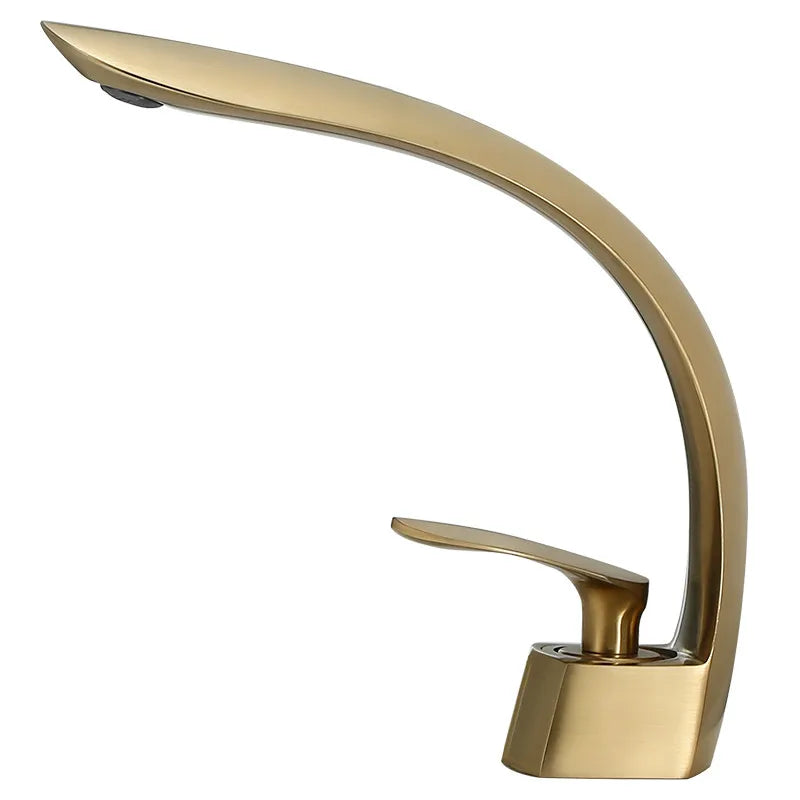 Afralia™ Brushed Gold Basin Faucet: Single Handle Waterfall Mixer Tap for Bathroom