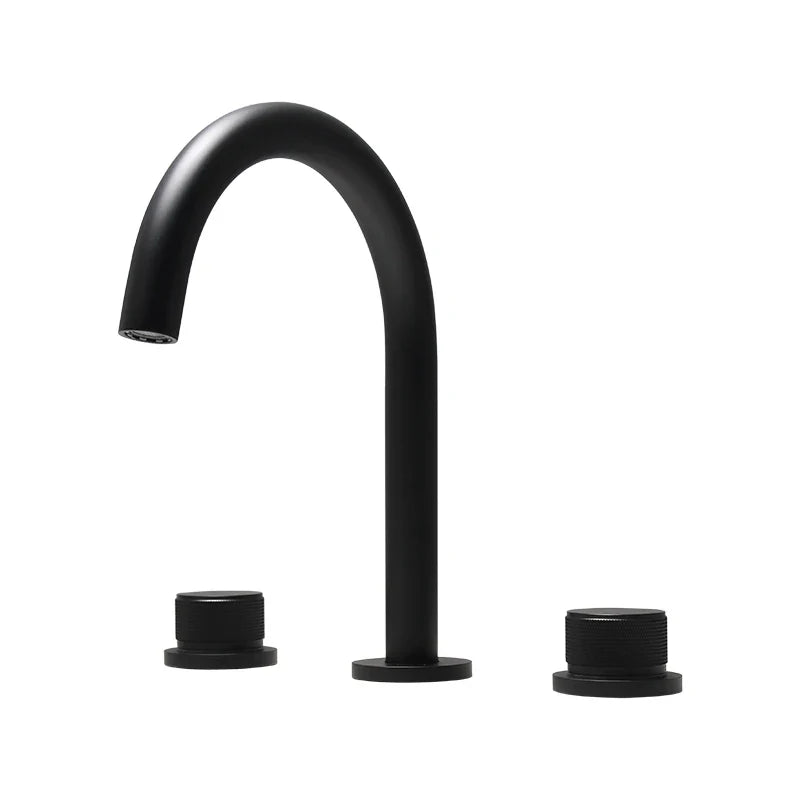 Afralia™ Black & Brushed Gold Basin Faucets: Total Brass 3-Hole Waterfall Sink Faucet