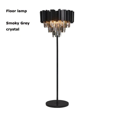 Afralia™ Crystal Marble LED Floor Lamp - Art Deco Golden Black Stainless Steel