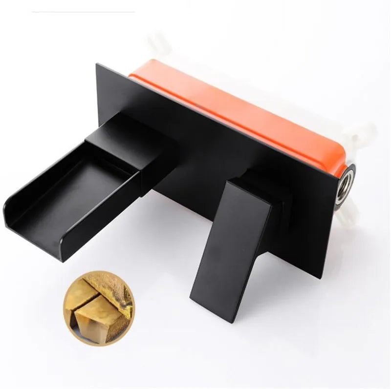 Afralia™ Blanoir Black Chrome Waterfall Basin Mixer Tap Set