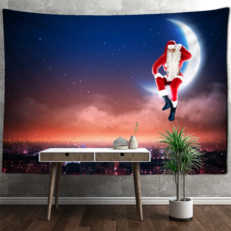 Afralia™ Christmas Santa Claus Tapestry: Holiday Decor Big Blanket Wall Hanging & Gift