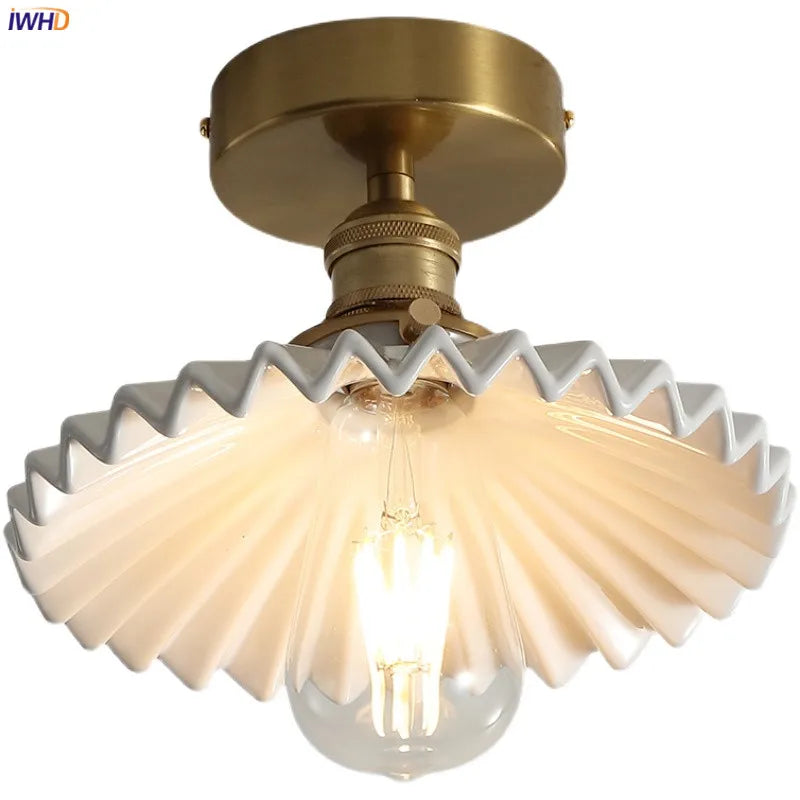 Afralia™ Nordic Copper LED Ceiling Lights for Bedroom Living Room Stair Light Fixtures