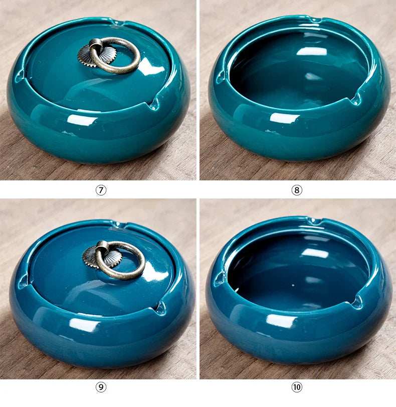 Ceramic Ashtray with Lid for Living Room, Home Decor Afralia™ Gift