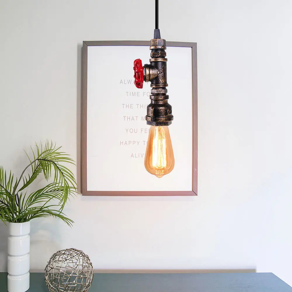 Afralia™ Industrial Iron Water Pipe Pendant Light - Retro E27 LED Hanging Lamp