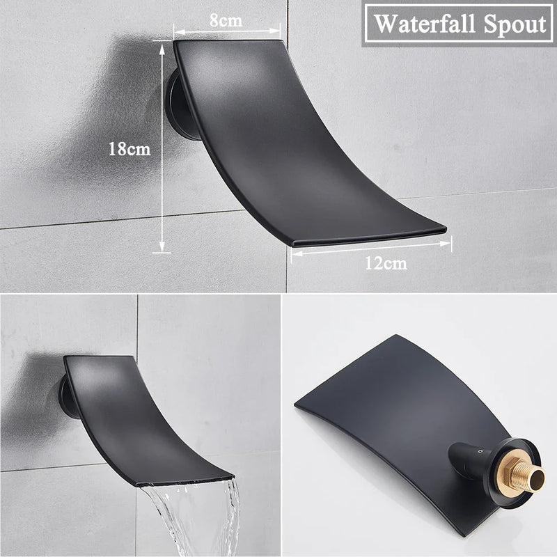 Afralia™ Matte Black Ceiling Shower Faucet System with 3-Ways Rainfall for Bathroom