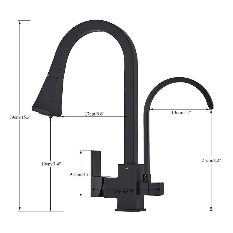 Afralia™ Pure Water Kitchen Faucet 3 Way Mixer Pull Out Purification Filter Tap