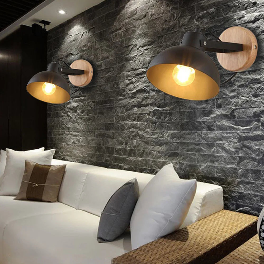 Afralia™ Nordic Wood Wall Sconce E27 LED Indoor Retro Lamp for Bedroom Bathroom Aisle