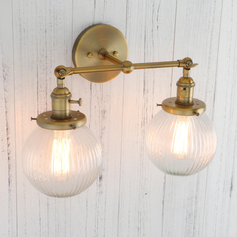 Afralia™ Permo Vintage Globe Glass 2-Light Wall Sconces