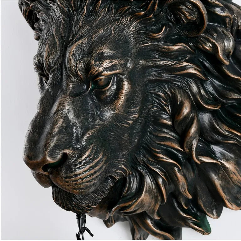 Afralia™ Nordic Lion Resin Wall Lamp | Luxury Indoor Black Gold Sconce for Kitchen & Bedroom