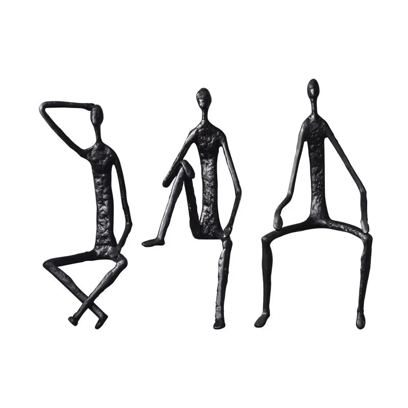 Afralia™ Nordic Hanging Foot Sitting Character Ornaments: Luxury Cast Iron Art for Decoration