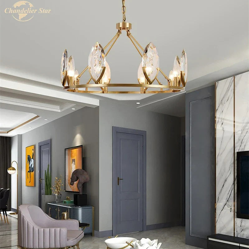 Afralia™ Crystal Chandelier LED Lighting Fixture for Luxurious Living Spaces