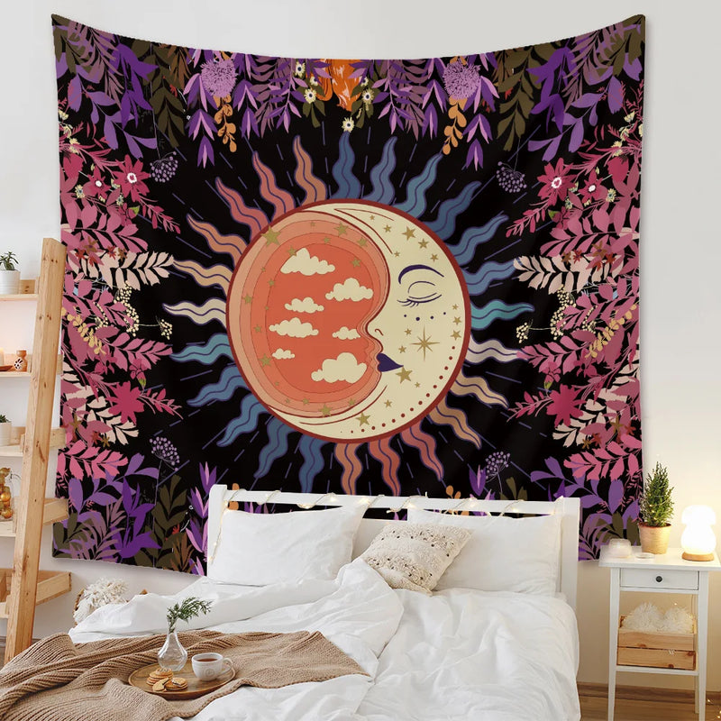 Afralia™ Mystic Flower Vines Tapestry: Vintage Hippie Wall Hanging, Small Size