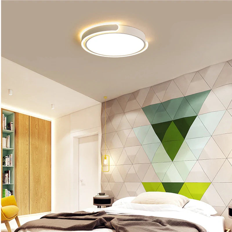 Afralia™ Round Black White Gold LED Ceiling Light for Home Lighting