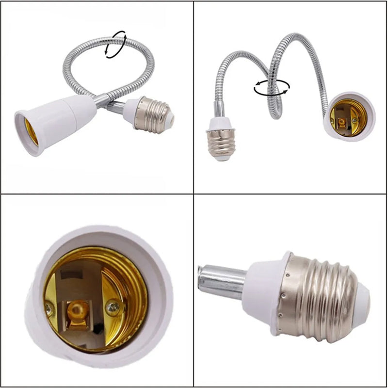 Afralia™ Gooseneck E27 to E27 Base Extension Adaptor for Lamp Bulb Holder