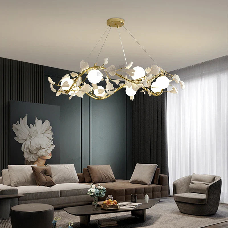 Afralia™ Nordic Petal Chandelier Modern Luxury Living Room Bedroom Lamp