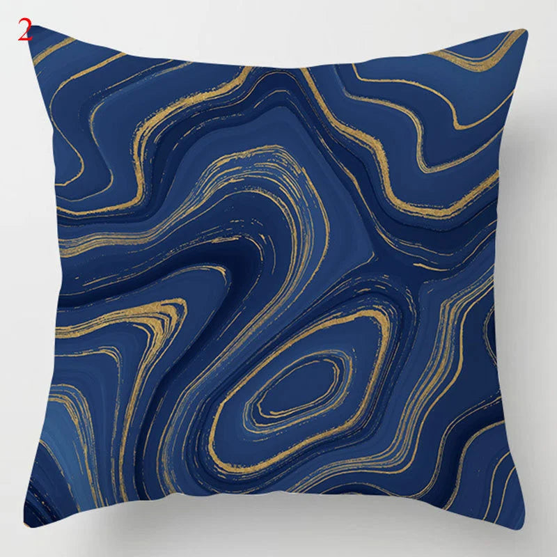 Afralia™ Blue Geometric Marble Stripe Line Pillowcases for Car Sofa Decor