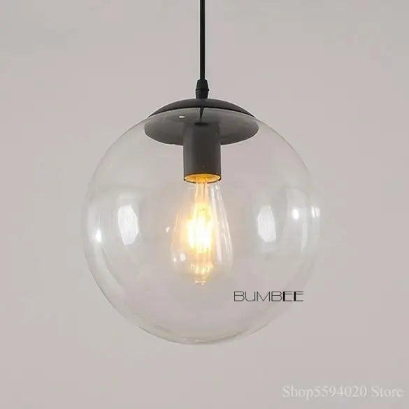 Afralia™ Nordic Glass Ball Pendant Lights Retro Loft Industrial Hanging Lamp