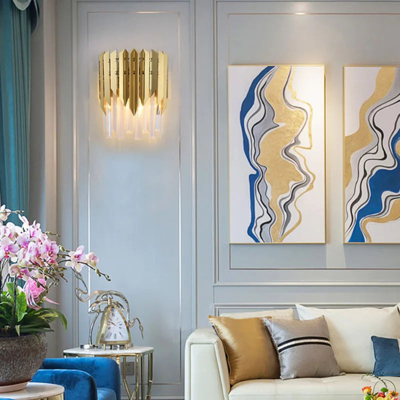 Afralia™ Crystal Wall Lamp: Wireless Charging Light for Bedroom, Aisle, Staircase