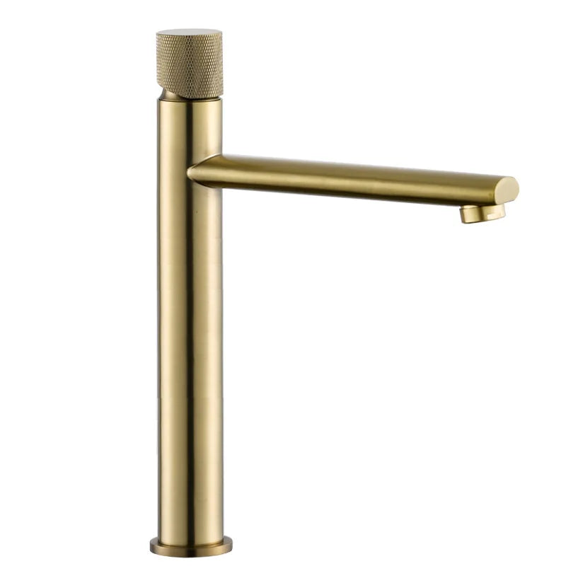 Afralia™ Brushed Gold Brass Bathroom Basin Faucet - Deck Mounted Sink Tap