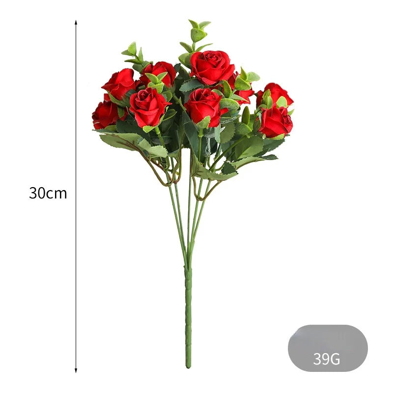 Afralia™ 5-Fork 11 Roses Bouquet for Home Decor – Small Fresh Korean Style Simulation