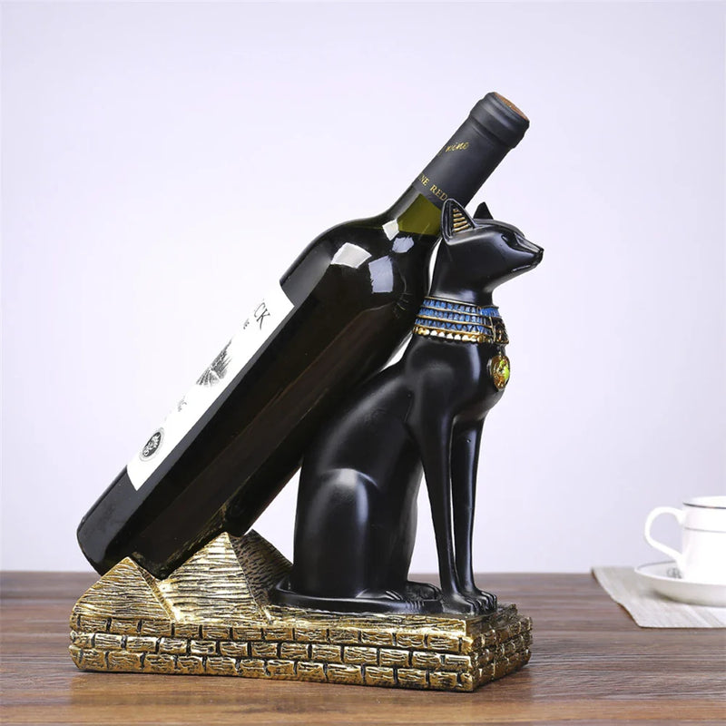 Afralia™ Egyptian Cat God Wine Bottle Holder Figurine: Nordic Style Home Decor & Gift