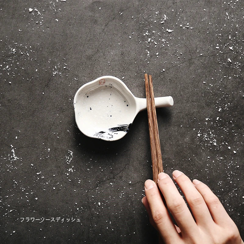 Afralia™ Japanese Style Retro Ceramic Chopsticks Holder Sauce Dish