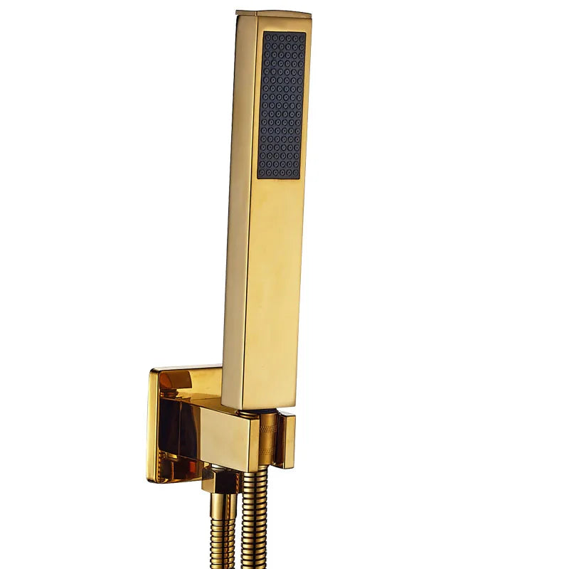 Afralia™ Golden Rainfall Shower Faucet Set with Single Handle Brass Bath Mixers