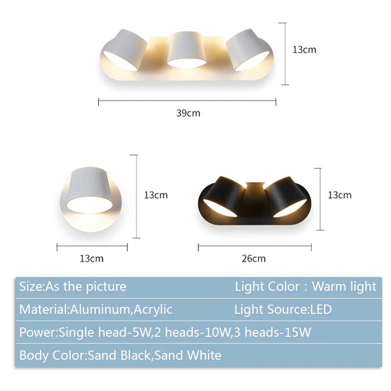 Afralia™ Adjustable LED Wall Lamp Bedside Sconce Modern Hotel Wall Lights