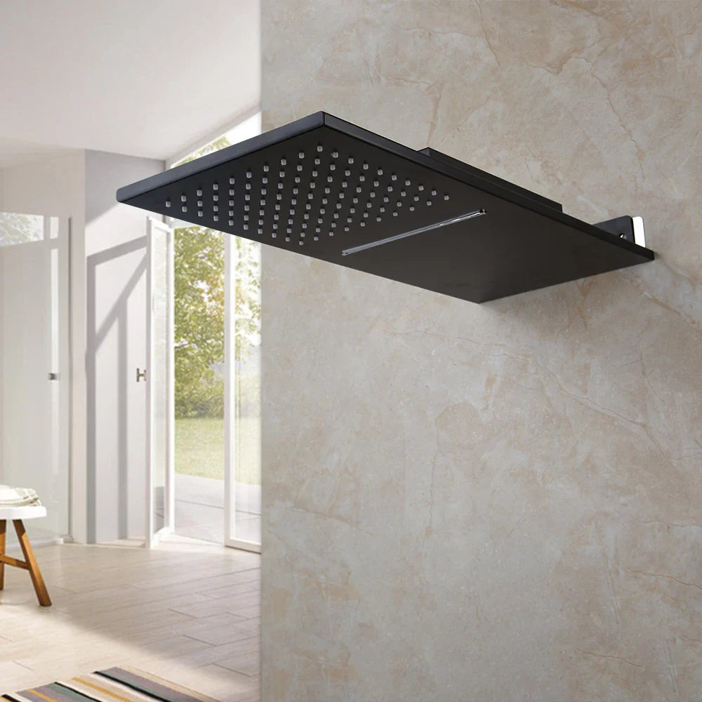 Afralia™ Matte Black Digital Shower Faucet Set with 3-Functions Rain Shower Head