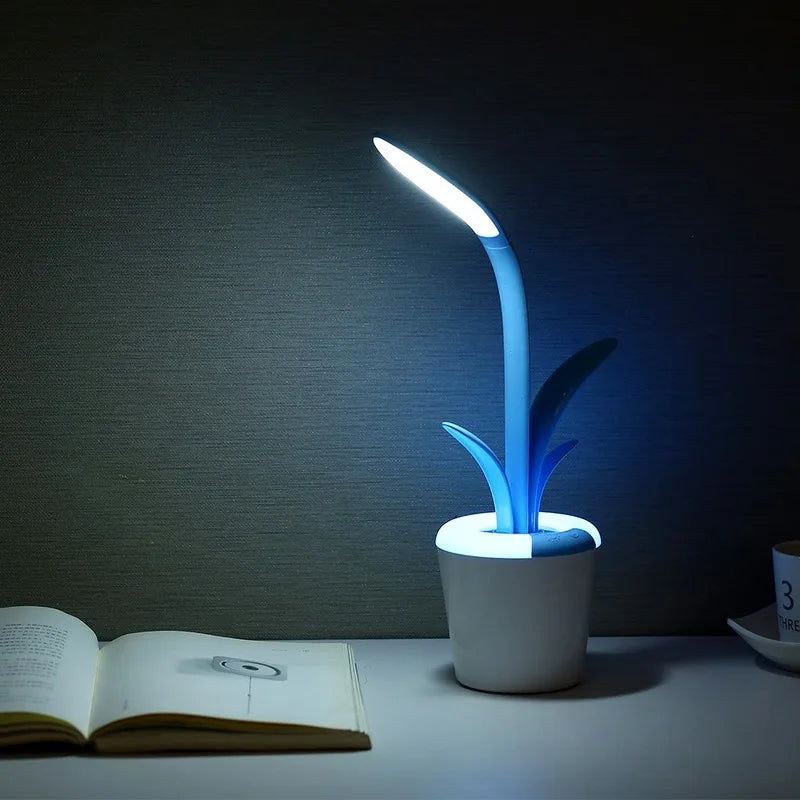 Afralia™ Plant LED Desk Lamp with USB Port for Bedside Reading and Illumination