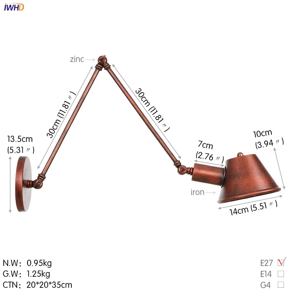 Afralia™ Vintage Industrial 2-Head Wall Lamp