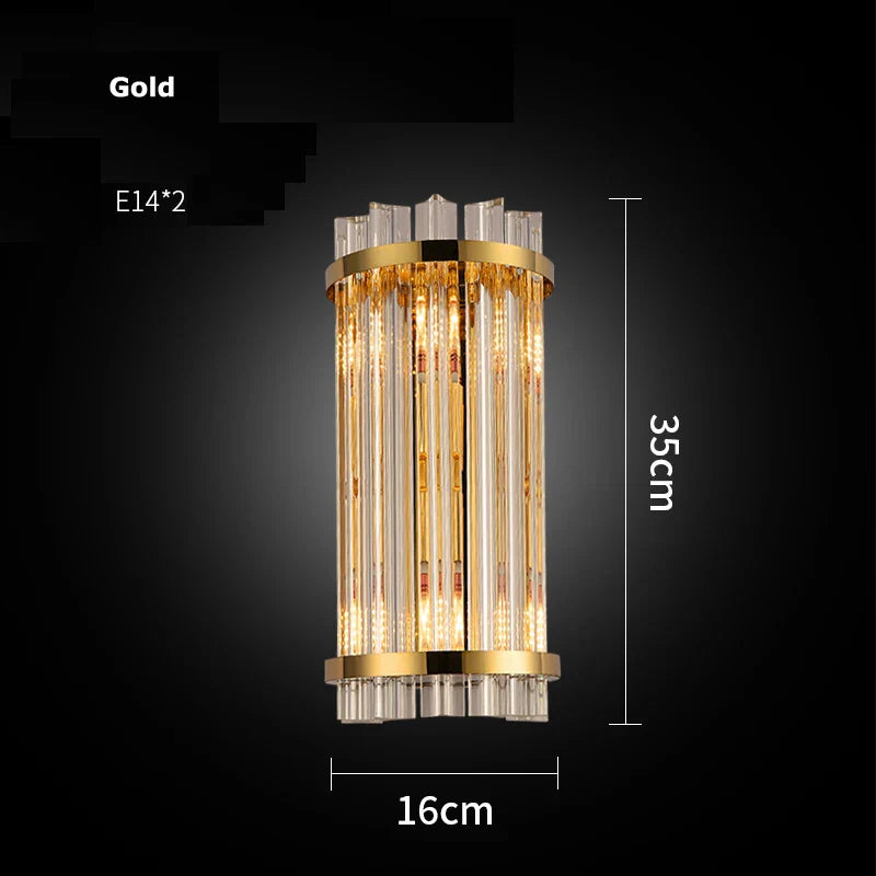 Afralia™ Chrome Gold Crystal LED Wall Sconce - Designer Wall Light for Bedroom & Corridor