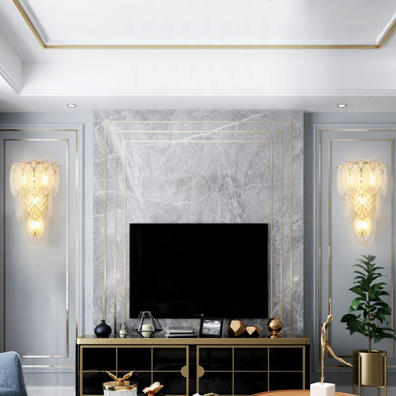Afralia™ Crystal Feather Wall Lamp: Modern Luxury for Bedroom, Living Room & Restaurant