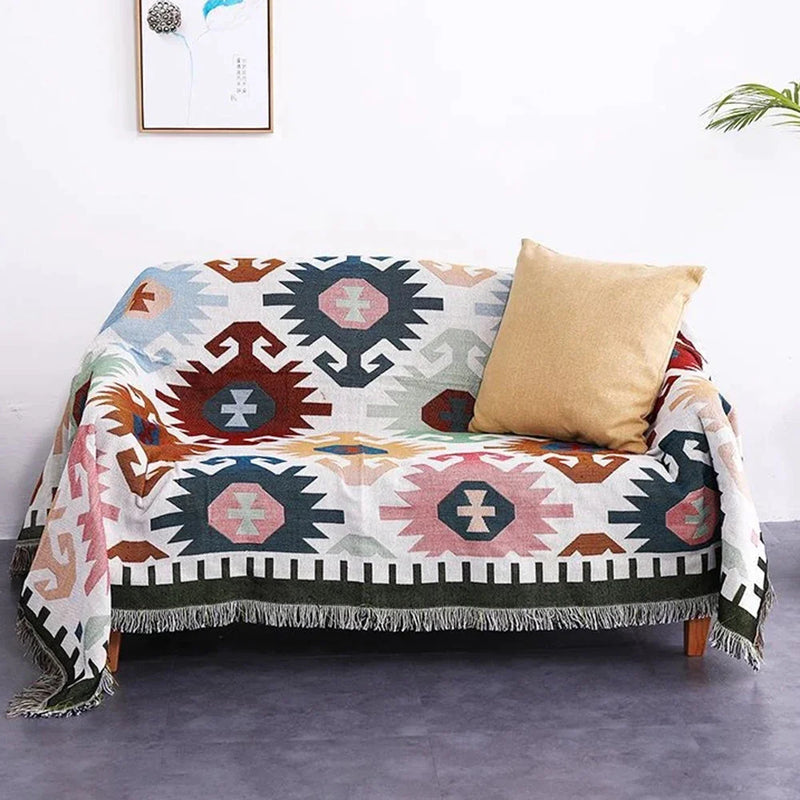 Afralia™ Geometric Tassel Sofa Cover - Bohemian Style Blanket Dust Cover