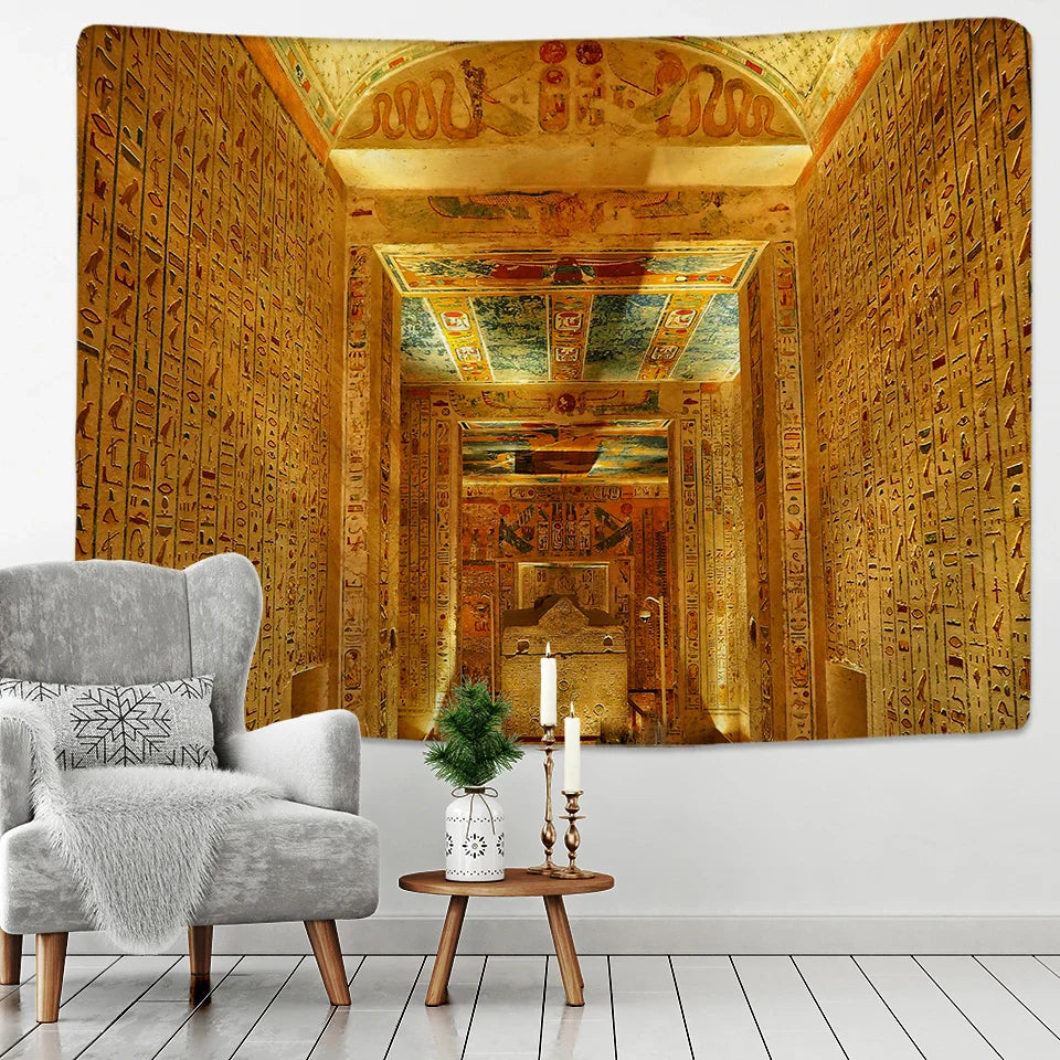 Afralia™ Egyptian Pharaoh Mural Tapestry: Hippie Style Wall Hanging Home Decor