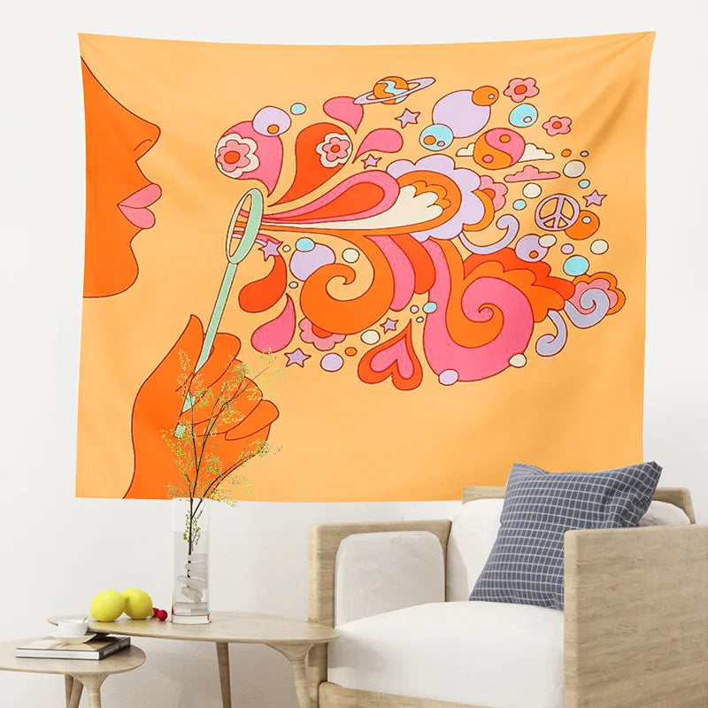 Afralia™ Colorful Bubbles Tapestry Wall Hanging - Retro 80s Aesthetic Home Decor