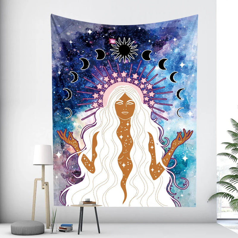 Afralia™ Bohemian Moon Tarot Tapestry for Home Decor and Yoga Mat