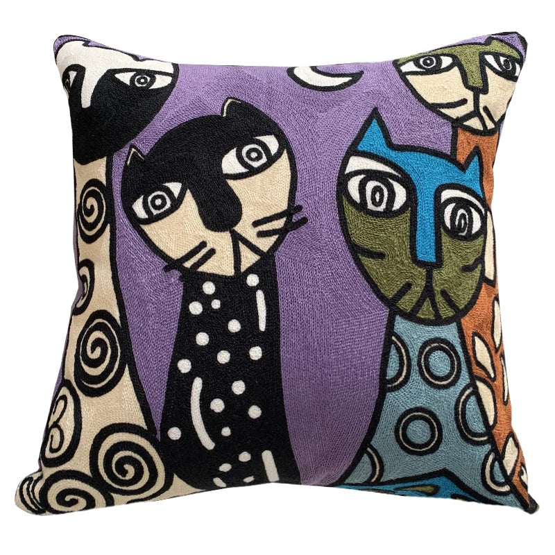 Afralia™ Picasso Embroidered Cushion Cover: Abstract Creative Decor for Home Sofa & Car