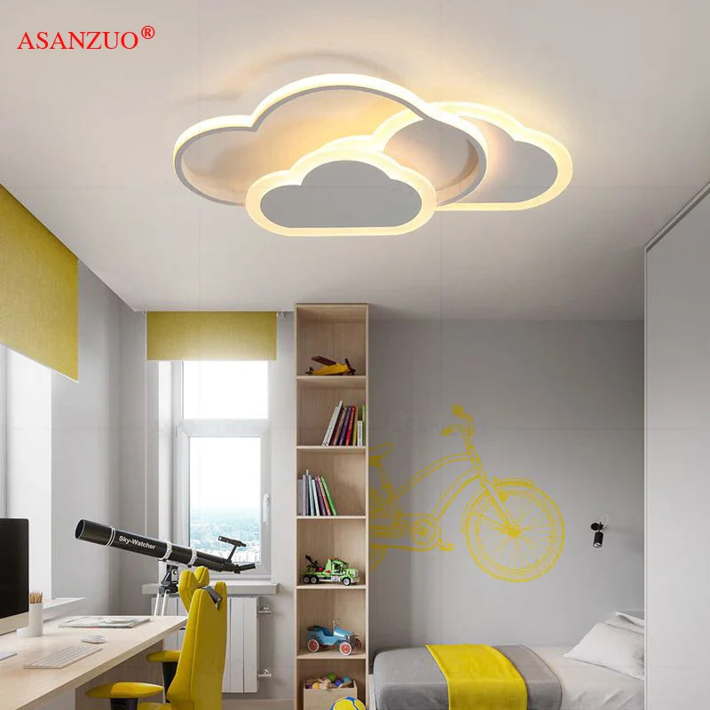 Afralia™ Cloud Pink LED Ceiling Lamp for Children's Room - Dimmable Modern Lighting