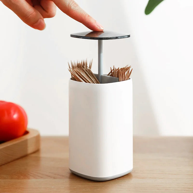 Afralia™ Pop-up Toothpick Holder Swabs Dispenser Four Grid Organizer Desktop Storage Container