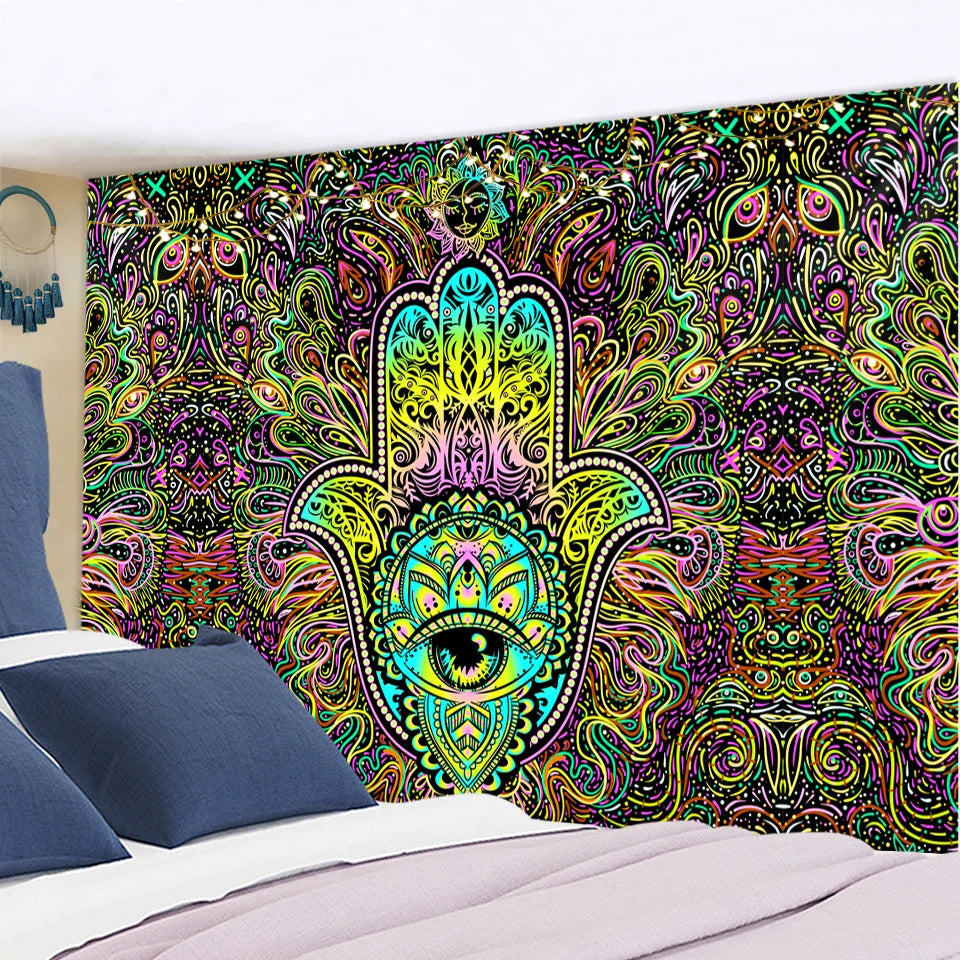 Afralia™ Psychedelic Sun Eyes Tapestry Wall Hanging for Colorful Living Room Decor