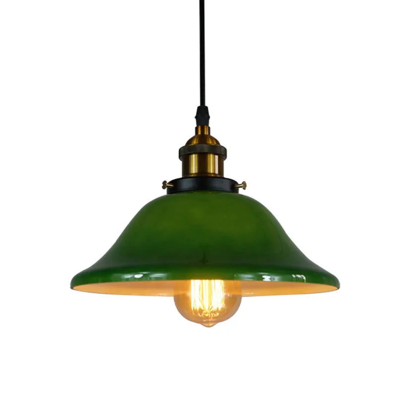 Afralia™ Green Glass Art Pendant Lamp: Nostalgic Industrial Style for Restaurant, Bar, and Coffee Shop