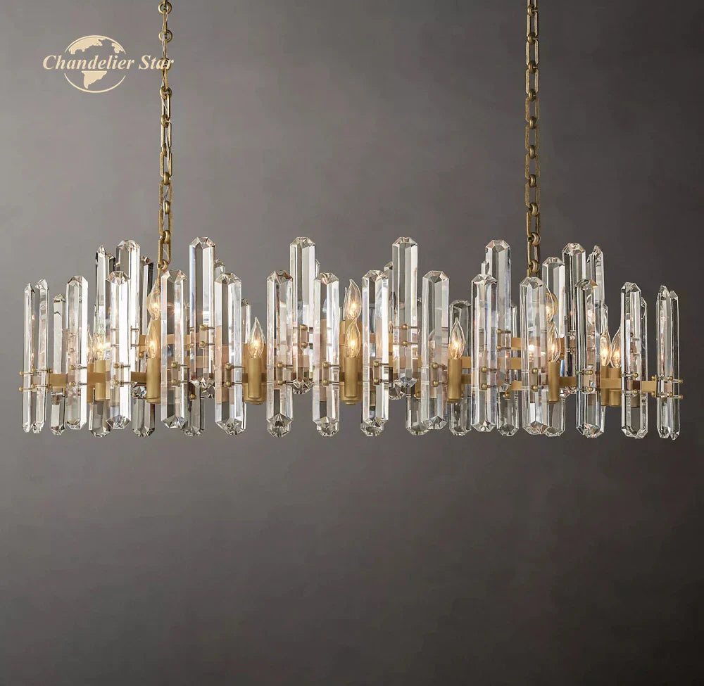 Afralia™ LED Crystal Chandelier: Bonnington Linear Pendant Light & Lustre Hanging Lighting