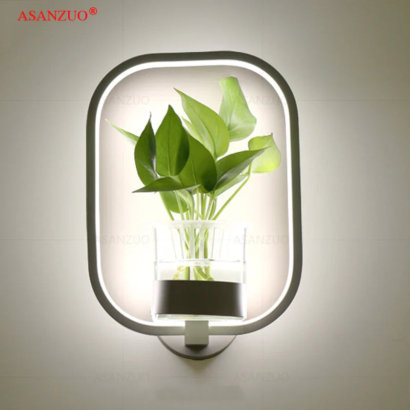 Afralia™ LED Plant Wall Lamps: Modern Creative Home Decor Lighting Fixtures