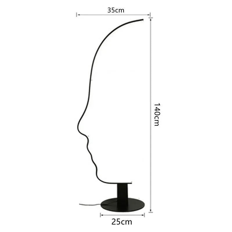 Afralia™ Black Nordic Human Face LED Floor Lamp: Adjustable Indoor Lighting for Living Room