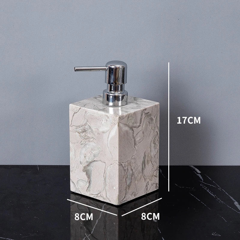 Afralia™ Marble Bathroom Accessories Set: Soap Dispenser, Toothbrush Holder, Cup, Soap Dish, Cotton Swab Can